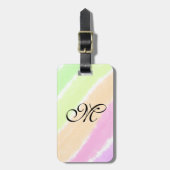 Rainbow stripes aquarellijnen voeg uw monogram toe bagagelabel (Voorkant verticaal)
