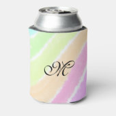 Rainbow stripes aquarellijnen voeg uw monogram toe blikjeskoeler (Blikje Achterkant)