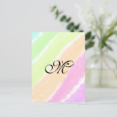 Rainbow stripes aquarellijnen voeg uw monogram toe briefkaart (Staand voorkant)