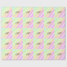 Rainbow stripes aquarellijnen voeg uw monogram toe cadeaupapier