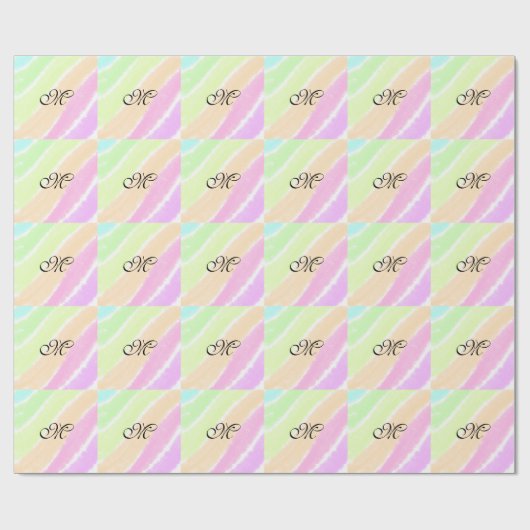 Rainbow stripes aquarellijnen voeg uw monogram toe cadeaupapier (Vlak)