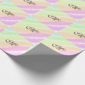 Rainbow stripes aquarellijnen voeg uw monogram toe cadeaupapier (Hoek)