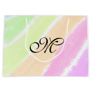 Rainbow stripes aquarellijnen voeg uw monogram toe groot cadeauzakje