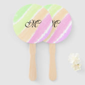 Rainbow stripes aquarellijnen voeg uw monogram toe handwaaier (Voorkant en achterkant)