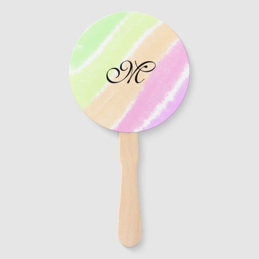 Rainbow stripes aquarellijnen voeg uw monogram toe handwaaier (Voorkant)
