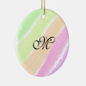 Rainbow stripes aquarellijnen voeg uw monogram toe keramisch ornament (Rechts)