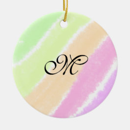 Rainbow stripes aquarellijnen voeg uw monogram toe keramisch ornament
