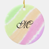 Rainbow stripes aquarellijnen voeg uw monogram toe keramisch ornament (Achterkant)