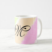 Rainbow stripes aquarellijnen voeg uw monogram toe koffiemok (Voorkant rechts)
