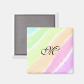 Rainbow stripes aquarellijnen voeg uw monogram toe magneet (Voorkant / Achterkant)