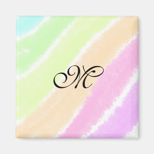 Rainbow stripes aquarellijnen voeg uw monogram toe magneet (Voorkant)