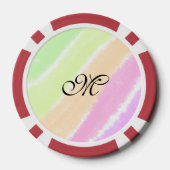 Rainbow stripes aquarellijnen voeg uw monogram toe poker chips (Achterkant)