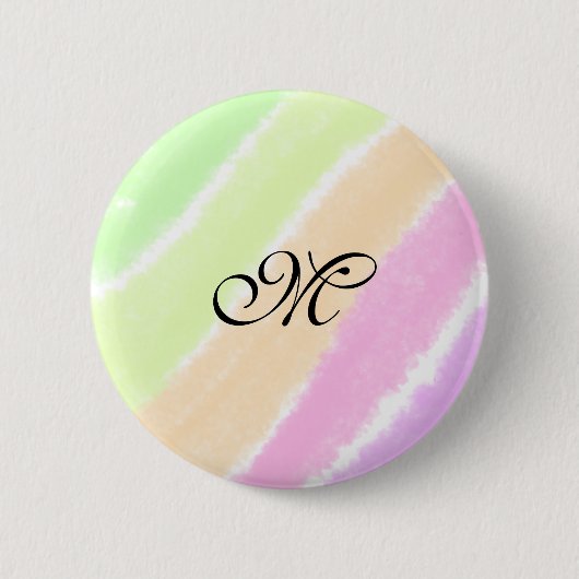 Rainbow stripes aquarellijnen voeg uw monogram toe ronde button 5,7 cm (Voorkant)