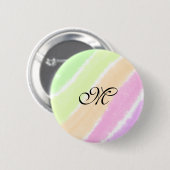 Rainbow stripes aquarellijnen voeg uw monogram toe ronde button 5,7 cm (Voorkant /achterkant)