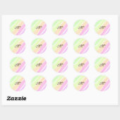 Rainbow stripes aquarellijnen voeg uw monogram toe ronde sticker (Vel)