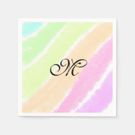 Rainbow stripes aquarellijnen voeg uw monogram toe servet
