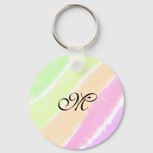 Rainbow stripes aquarellijnen voeg uw monogram toe sleutelhanger (Voorkant)