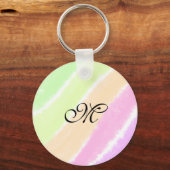 Rainbow stripes aquarellijnen voeg uw monogram toe sleutelhanger (Voorkant)