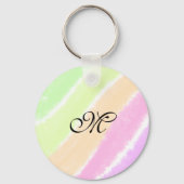 Rainbow stripes aquarellijnen voeg uw monogram toe sleutelhanger (Achterkant)