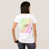 Rainbow stripes aquarellijnen voeg uw monogram toe t-shirt (Achterkant volledig)