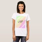 Rainbow stripes aquarellijnen voeg uw monogram toe t-shirt (Voorkant volledig)