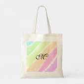 Rainbow stripes aquarellijnen voeg uw monogram toe tote bag (Achterkant)