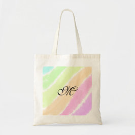 Rainbow stripes aquarellijnen voeg uw monogram toe tote bag