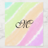 Rainbow stripes aquarellijnen voeg uw monogram toe wijn etiket (Enkel label)