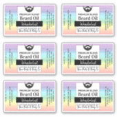 Rainbow Stripes Baard Olielabel met Ingrediënten Sticker (Voorkant)