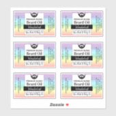 Rainbow Stripes Baard Olielabel met Ingrediënten Sticker (Vel)