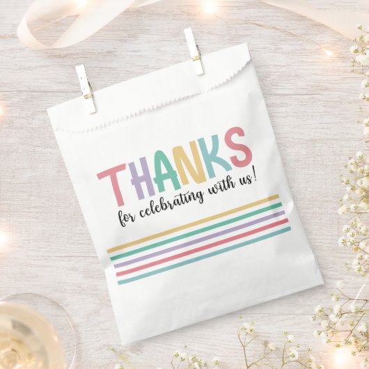 Rainbow Stripes Baby shower Bedankt Bedankzakje (Geknipt)