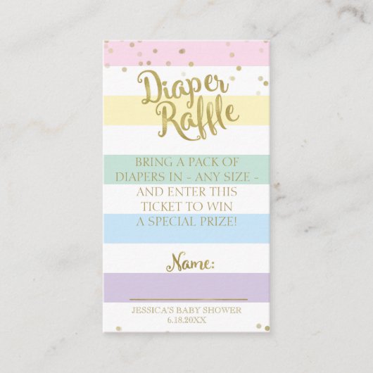 Rainbow Stripes Baby shower Luier Raffle Insert Informatiekaartje (Voorkant)