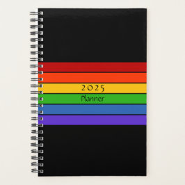Rainbow Stripes Black Planner