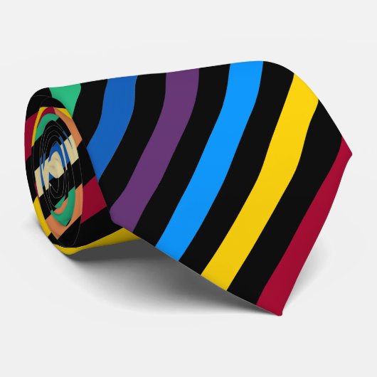 Rainbow Stripes Black Stropdas (Opgerold)