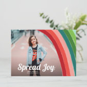 Rainbow Stripes Bright Colors met kerstmis Feestdagenkaart (Staand voorkant)