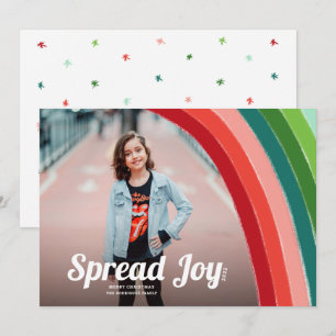 Rainbow Stripes Bright Colors met kerstmis Feestdagenkaart