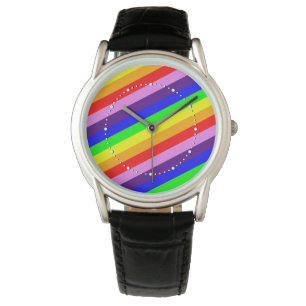 Rainbow Stripes Classic Colorful Happy Pride Horloge