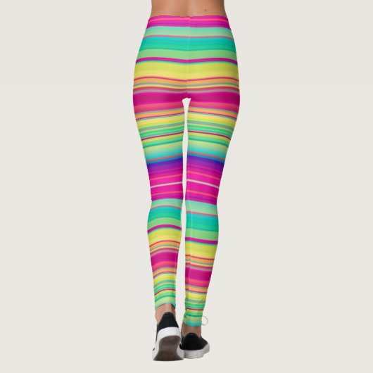 Rainbow Stripes Colorful Custom Name Leggings (Achterkant)