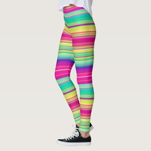 Rainbow Stripes Colorful Custom Name Leggings (Links)