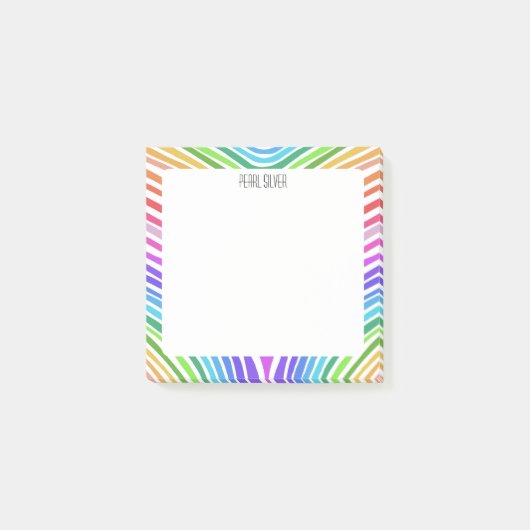 Rainbow Stripes CUSTOM Chic Monogram, op maat gema Post-it® Notes (Voorkant)