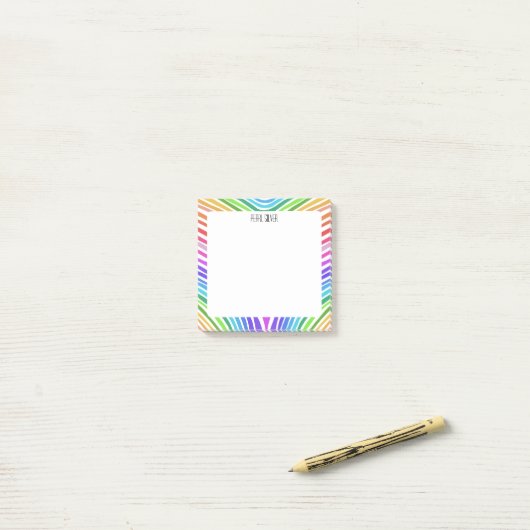 Rainbow Stripes CUSTOM Chic Monogram, op maat gema Post-it® Notes (Op bureau)