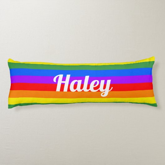Rainbow Stripes Custom Naam Body Kussen (Achterkant)