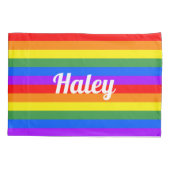 Rainbow Stripes Custom Naam Kussen Hoesje Kussensloop (Achterkant)