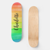 Rainbow Stripes Custom Personalized Name Persoonlijk Skateboard (Voorkant)