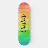 Rainbow Stripes Custom Personalized Name Persoonlijk Skateboard (Voorkant)