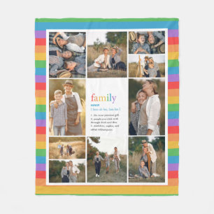 Rainbow Stripes Family Definition Photo Collage Fleece Deken
