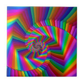 Rainbow Stripes Fractal Spiral Tile Tegeltje (Voorkant)