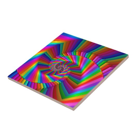 Rainbow Stripes Fractal Spiral Tile Tegeltje (Zijkant)