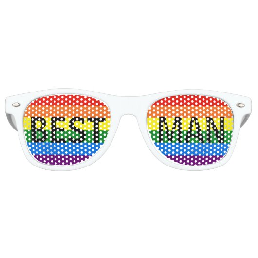 Rainbow Stripes Gay Bruiloft Party Shades Bestman Retro Zonnebril (Voorkant)