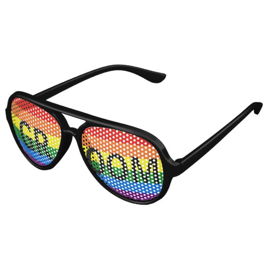 Rainbow Stripes Gay Bruiloft Party Shades Groom Aviator Zonnebril (Gekanteld)